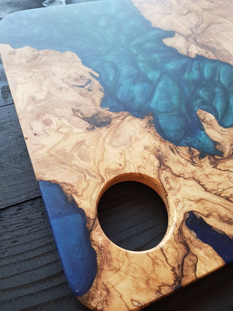 Custom Order Big Resin and Olive Wooden Charcuterie Board, Epoxy Wooden Serving Board, Personalized Board, Resin and Wood Cheese Platter