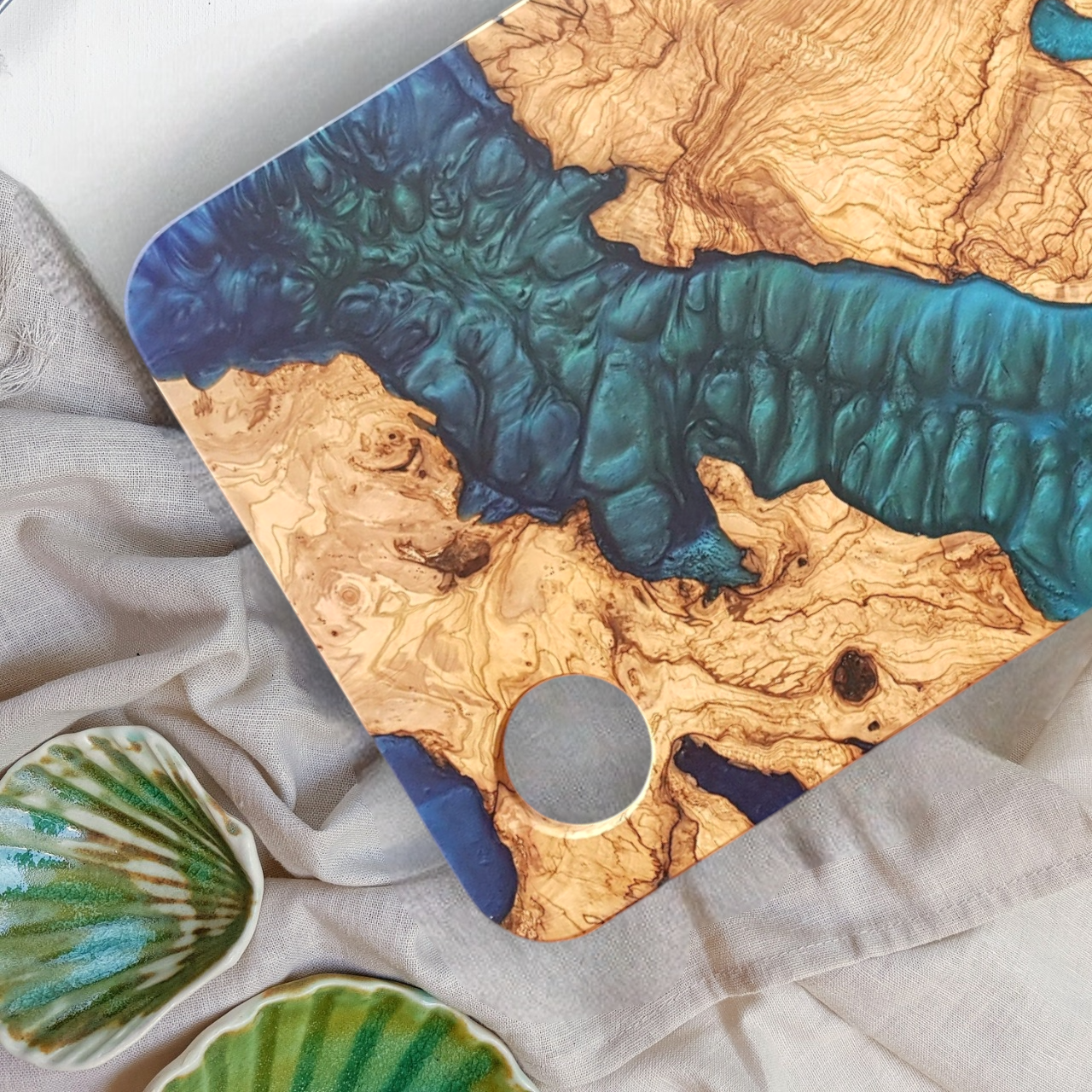 Custom Order Big Resin and Olive Wooden Charcuterie Board, Epoxy Wooden Serving Board, Personalized Board, Resin and Wood Cheese Platter